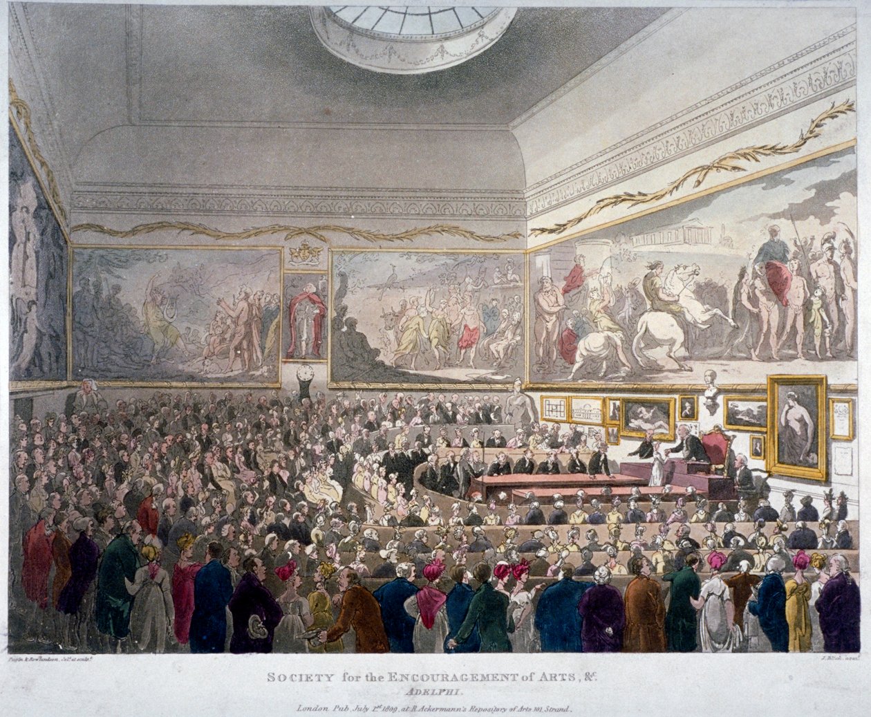 Adelphi Binalarında Sanat Derneği Toplantısı, Westminster, Londra, 1809 by J Bluck