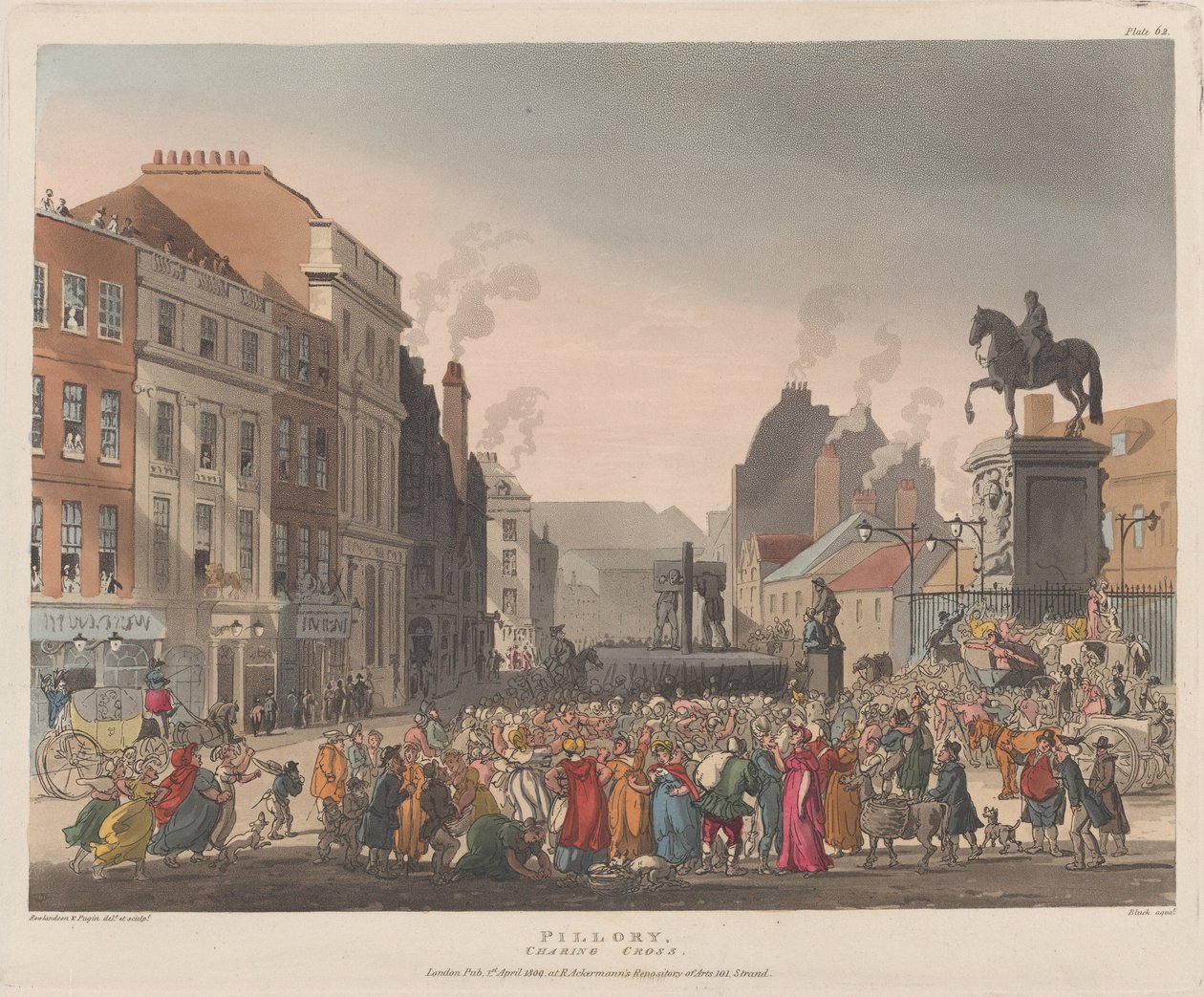 Pillory, Charing Cross, 1 Nisan 1809., 1 Nisan 1809. by J. Bluck