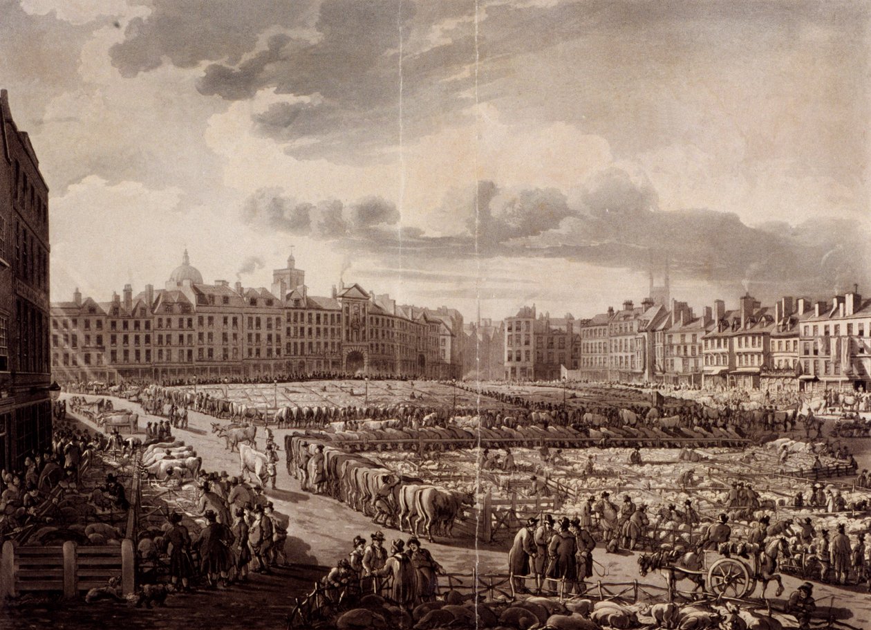 Smithfield Pazarı, Londra, 1811 by J Bluck