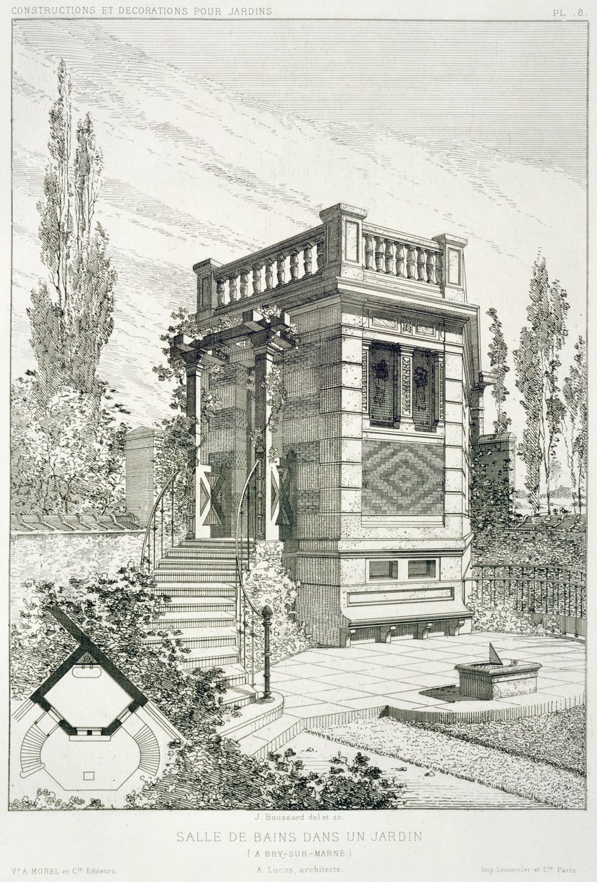 Banyo odası, çeşitli mimarların tasarımlarından oluşan bir hacim, pub. Morel & Cie, Paris, 1880 dolayları by J. Boussard