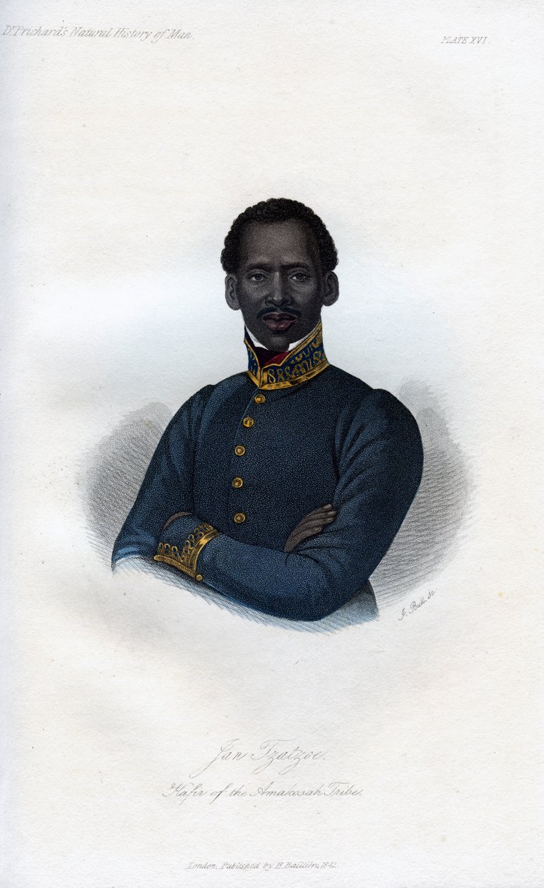 Jan Tzatzoe, Amakosah Kabilesinden Kafir, 1848. by J. Bull
