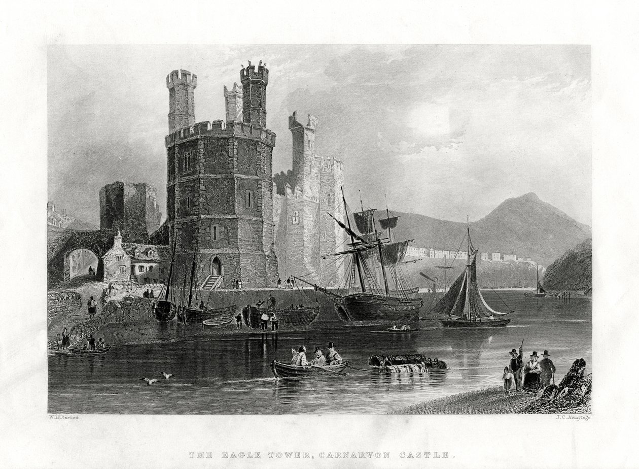 Kartal Kulesi, Carnarvon Kalesi, Caernarfon, Kuzey Galler, 1860 by J. C. Armytage