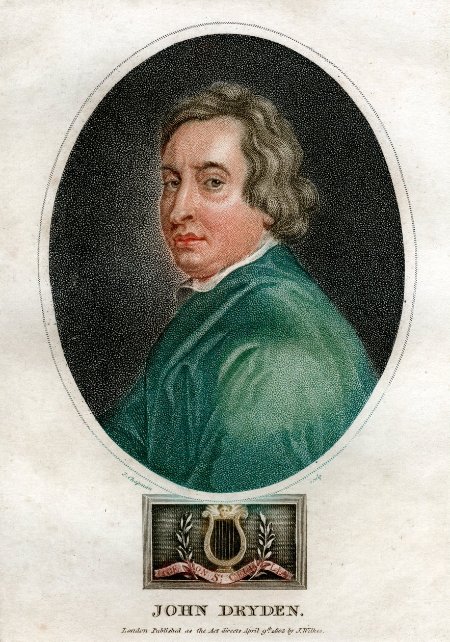 John Dryden, 17. yüzyıl İngiliz oyun yazarı ve ödüllü şair, 1803. by J. Chapman