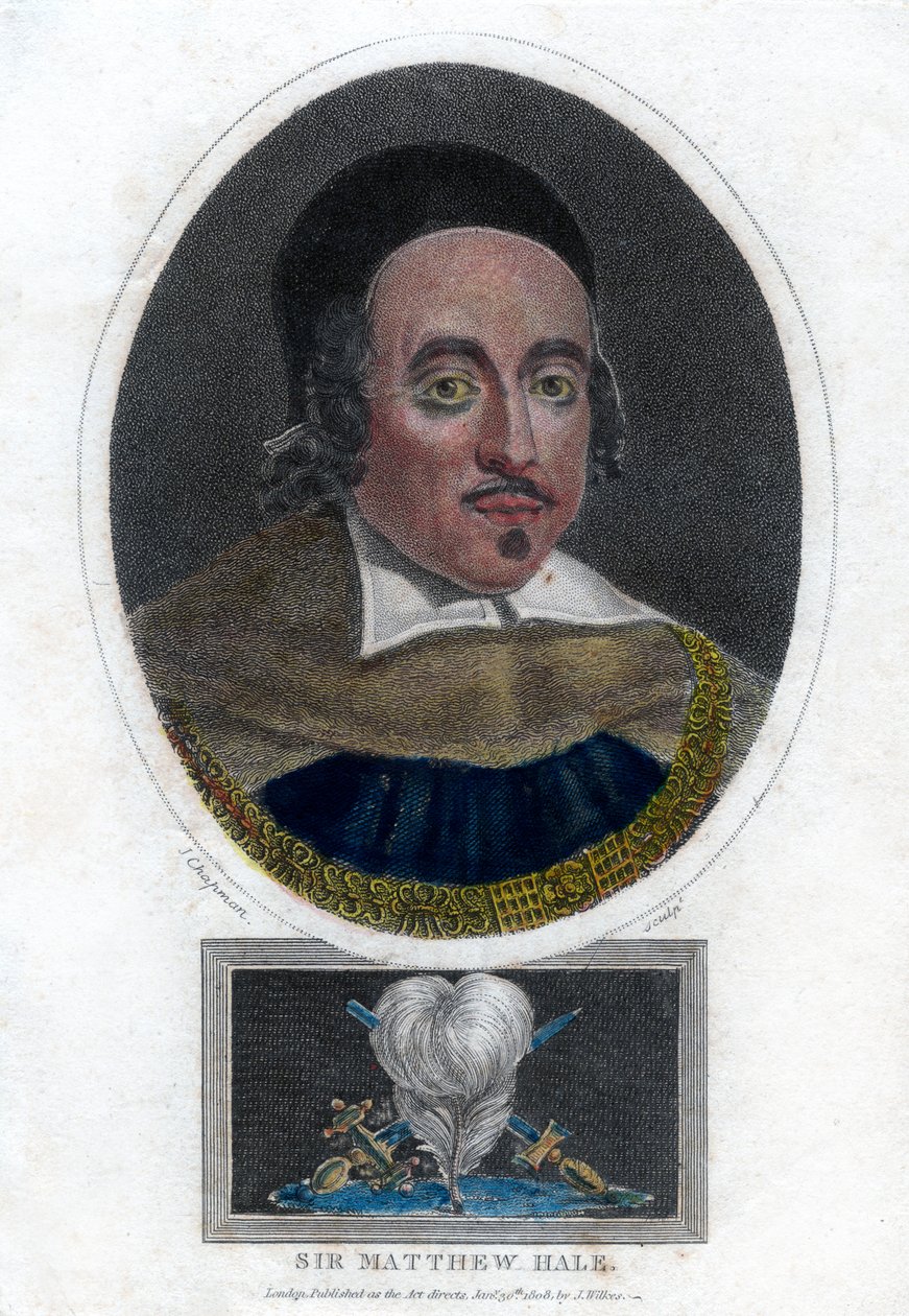 Sir Matthew Hale, 17. yüzyıl İngiltere Lord Başyargıç, 1808. by J. Chapman