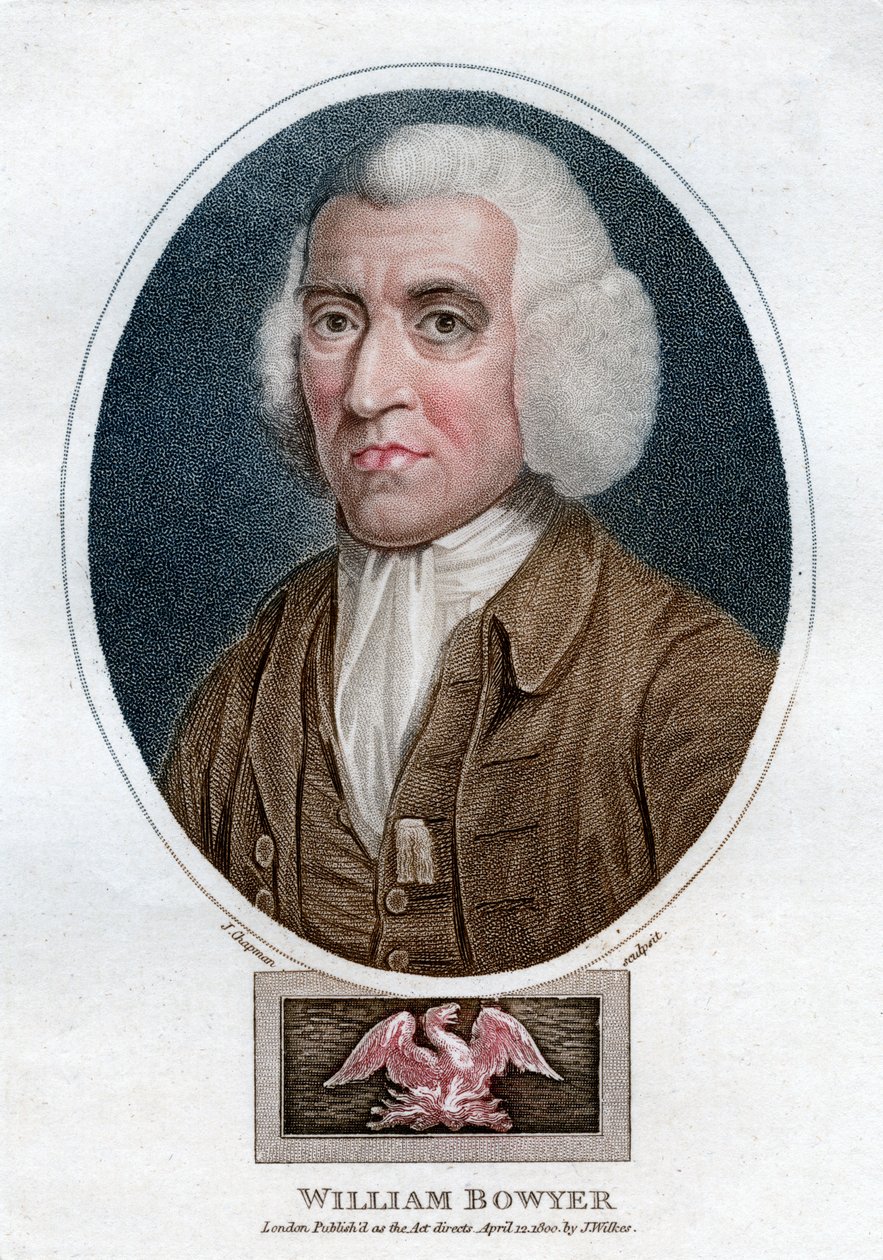 William Bowyer, 18. yüzyıl İngiliz yazıcısı ve edebi editörü, 1800. by J. Chapman