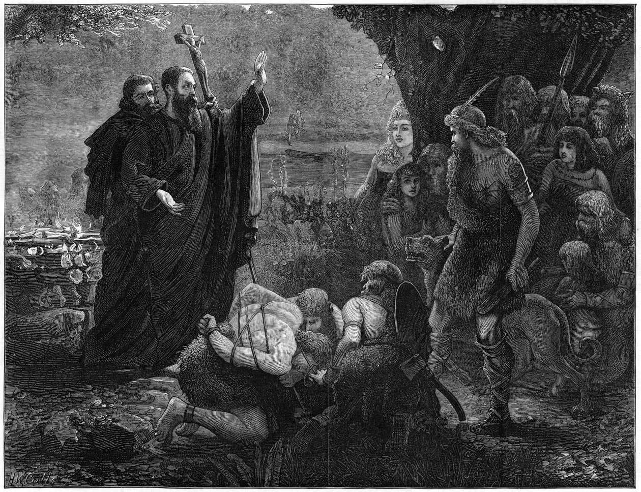 Hıristiyan misyonerler, bir insan kurban edilmesini kesintiye uğratıyor, 1878. by J. Christie