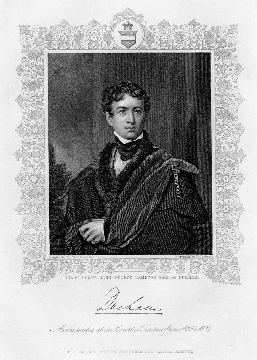 John George Lambton, Durham Kontu, 19. yüzyıl by J. Cochran