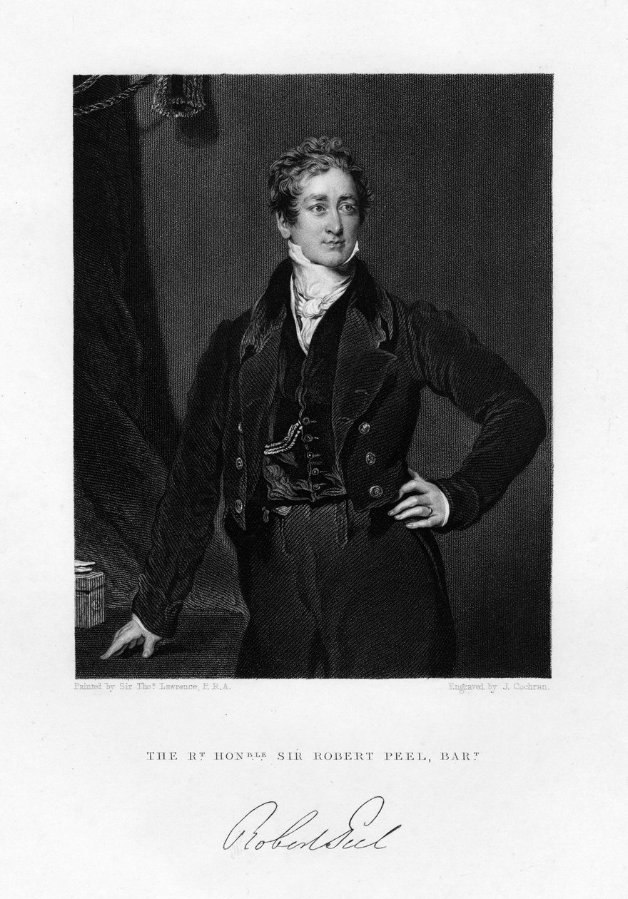 Sir Robert Peel, Britanya Başbakanı, 19. yüzyıl. by J. Cochran