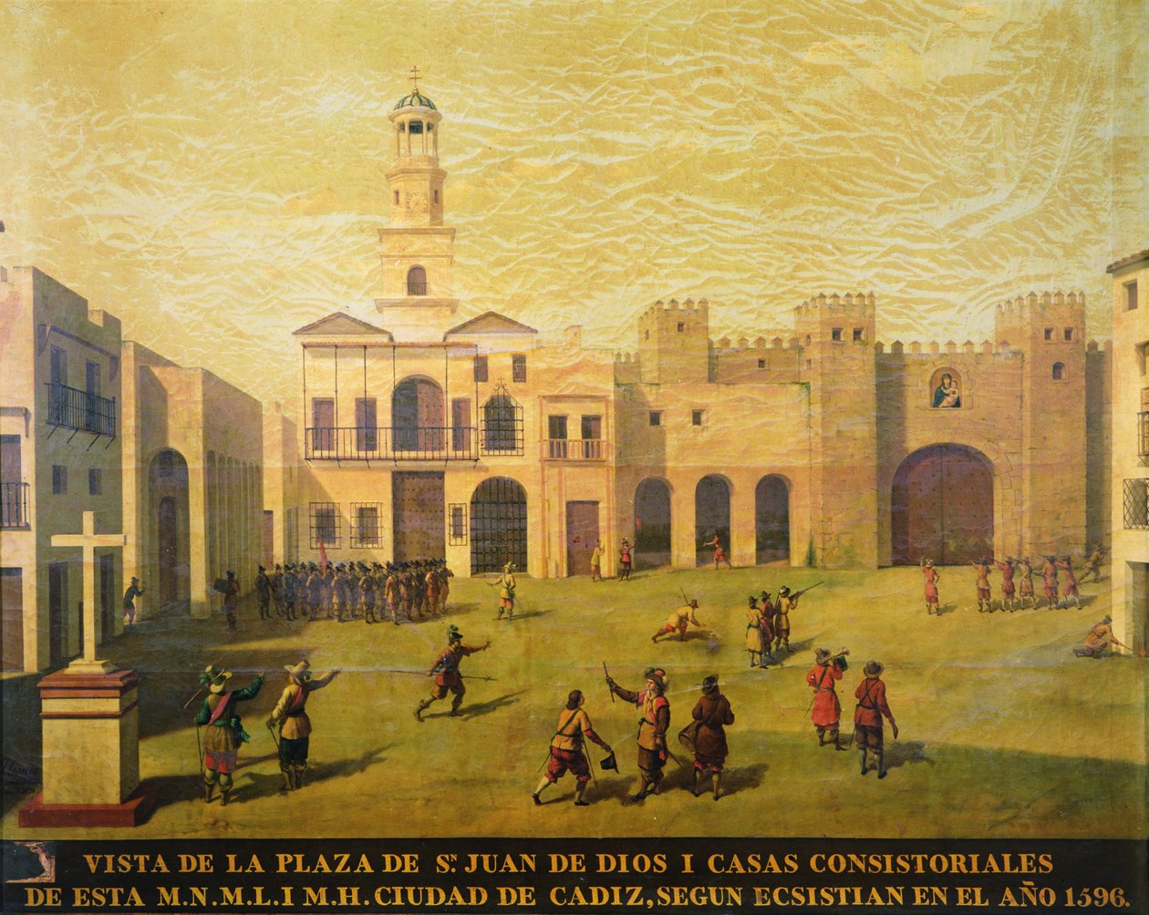 1596'da Plaza de San Juan de Dios (tuval üzerine yağlı boya) by J. Garcia