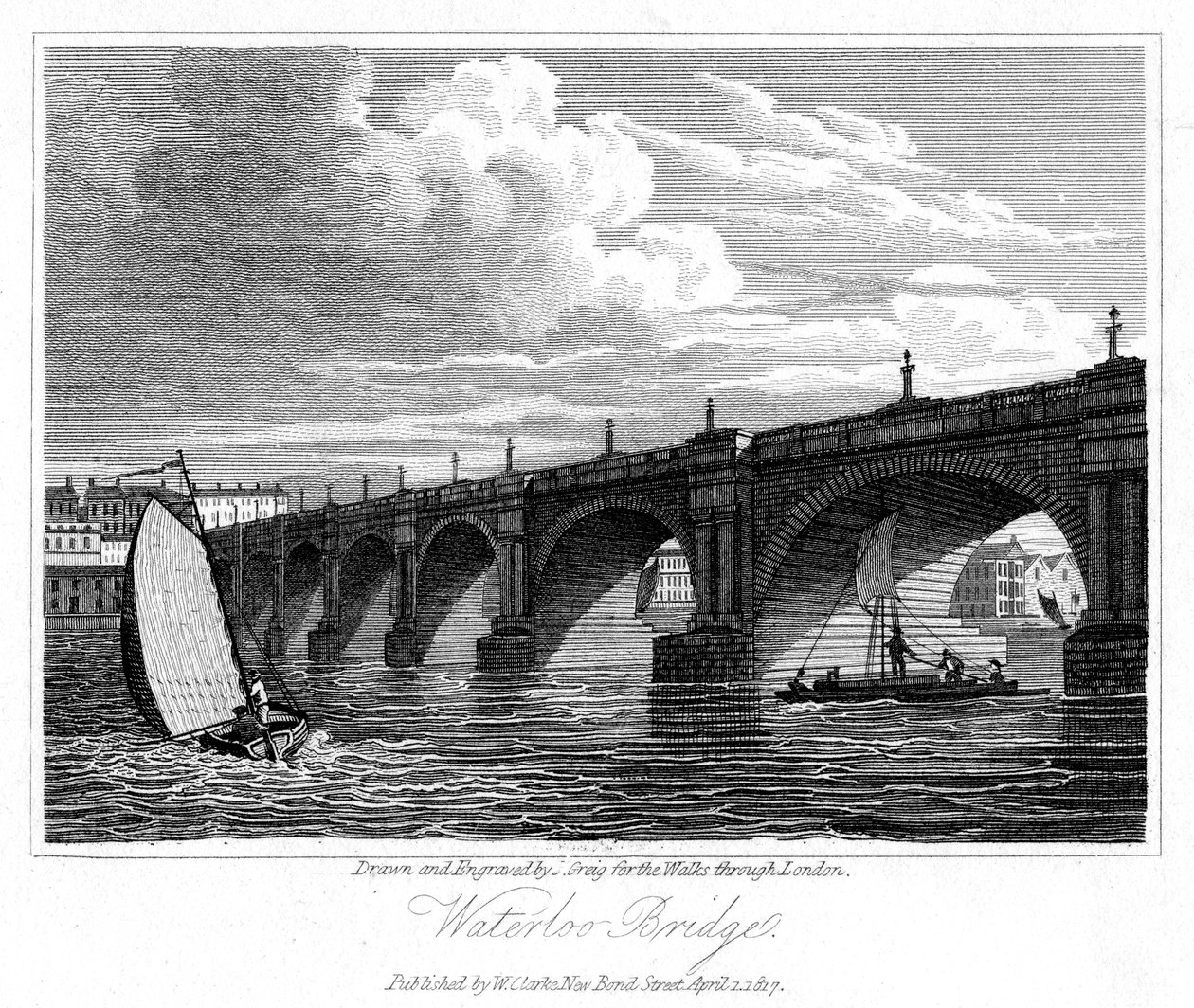 Waterloo Köprüsü, Londra, 1817. by J. Greig