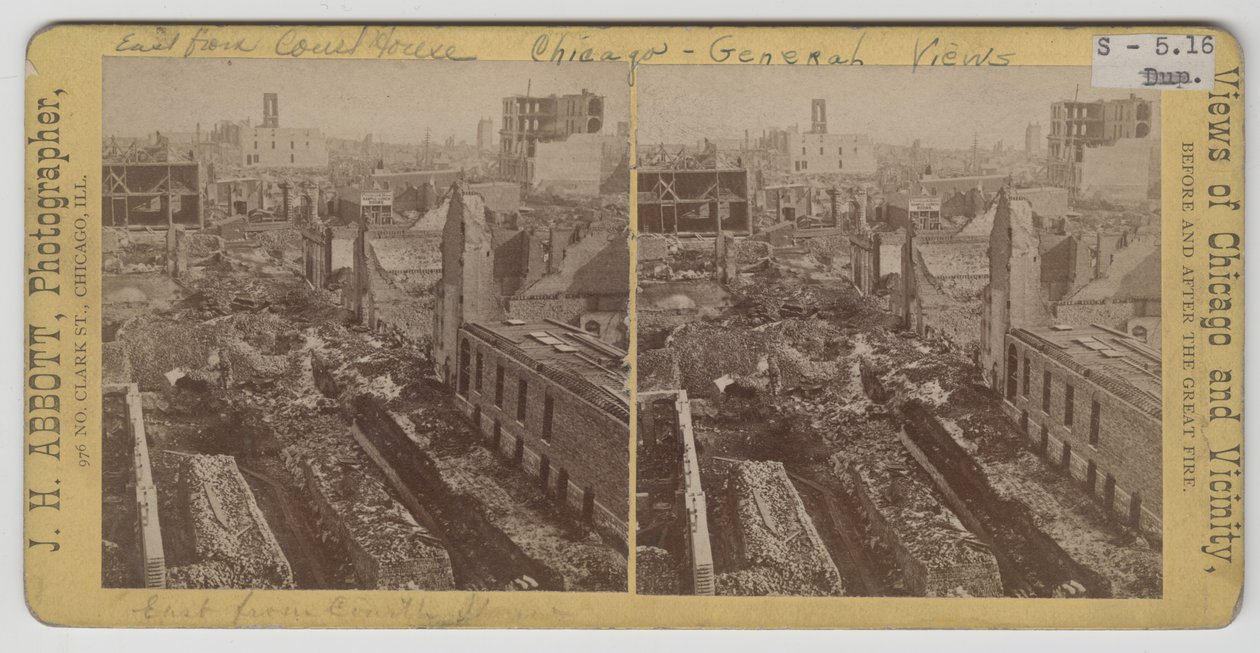1871 Chicago Yangınından sonra adliyeden doğuya bakış by J. H. Abbott