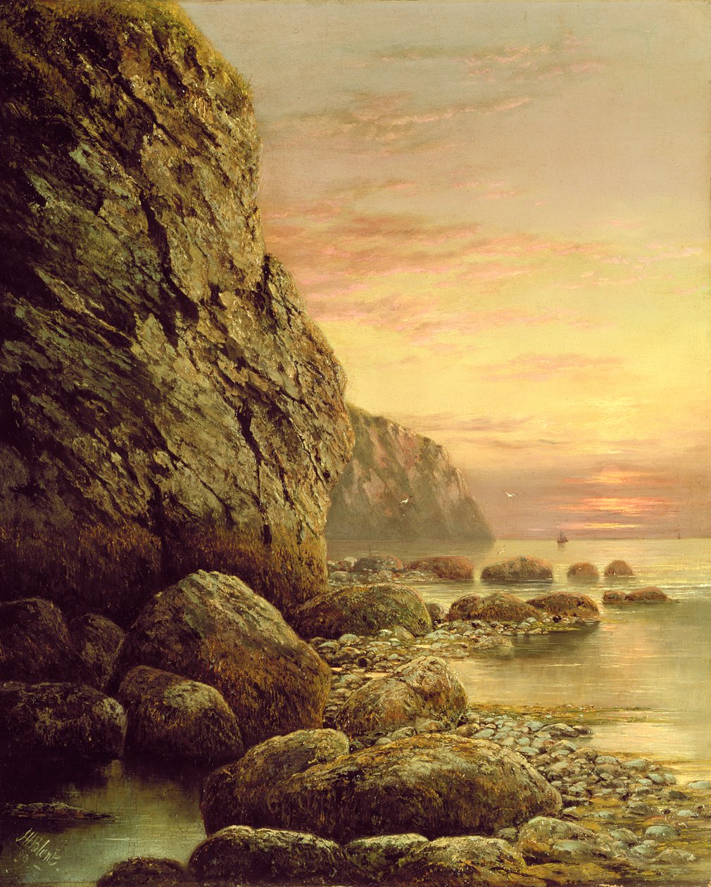 Gün Batımında Uçurumlu Deniz Manzarası, 1889 by J. H. Blunt