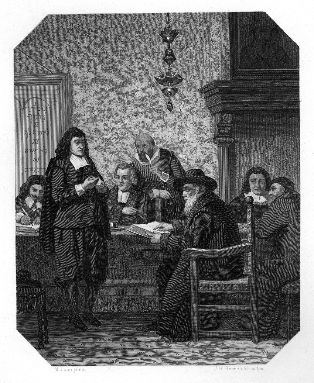 Benedict Spinoza, 17. yüzyıl Hollandalı filozofu, c1870. by J. H. Rennefeld