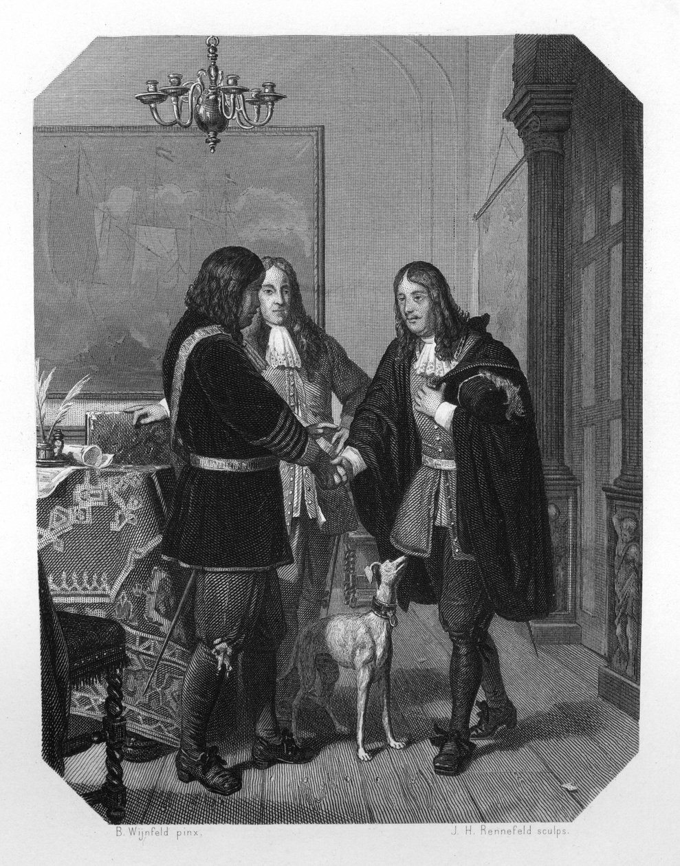 Cornelis Tromp ve Michiel de Ruyter arasındaki el sıkışma, 17. yüzyıl c1870 by J. H. Rennefeld