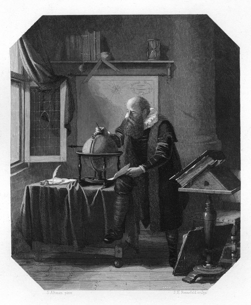 Petrus Plancius, Hollandalı astronom, haritacı ve din adamı, c1870 by J. H. Rennefeld