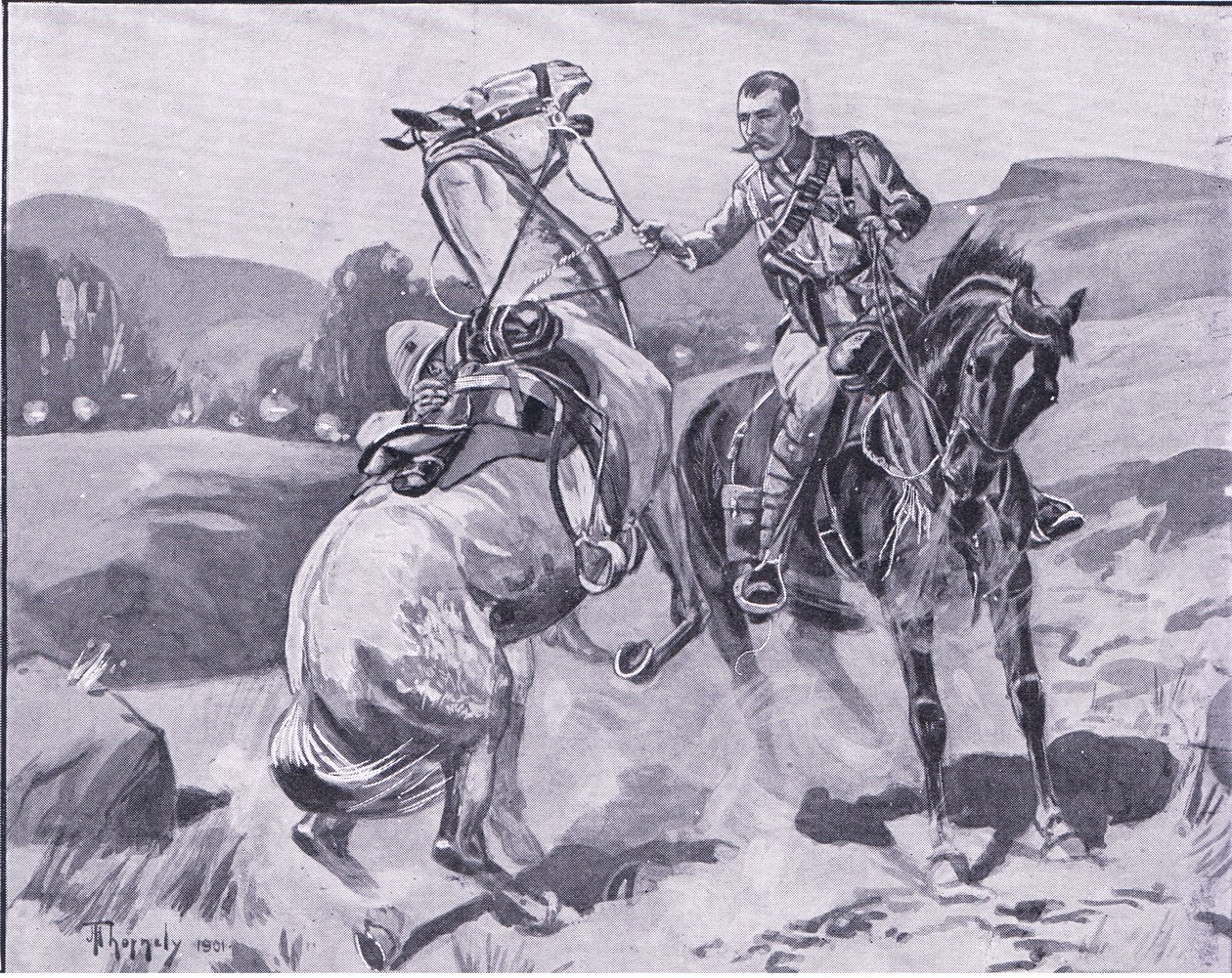Binbaşı Brown, 14. Hussars, Liet Browns atını ağır ateş altında tutuyor, Pretoria Sonrası: Gerilla Savaşı, 1902