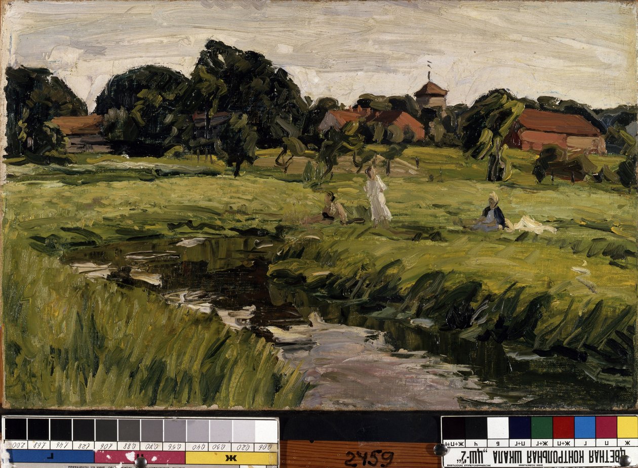 "Deredeki çocuklar" (Deredeki çocuklar) Johannes Hansch'ın (1875-1946) tablosu (dışavurumculuk) Tuval üzerine yağlı boya. Dim 37x44 cm Mikalojus Konstantinas Ciurlionis Güzel Sanatlar Müzesi, Kaunas, Litvanya by J. Hansch