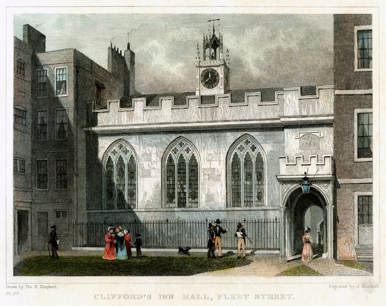 Clifford's Inn Hall, Fleet Street, Londra Şehri, 1830. by J Hinchcliff