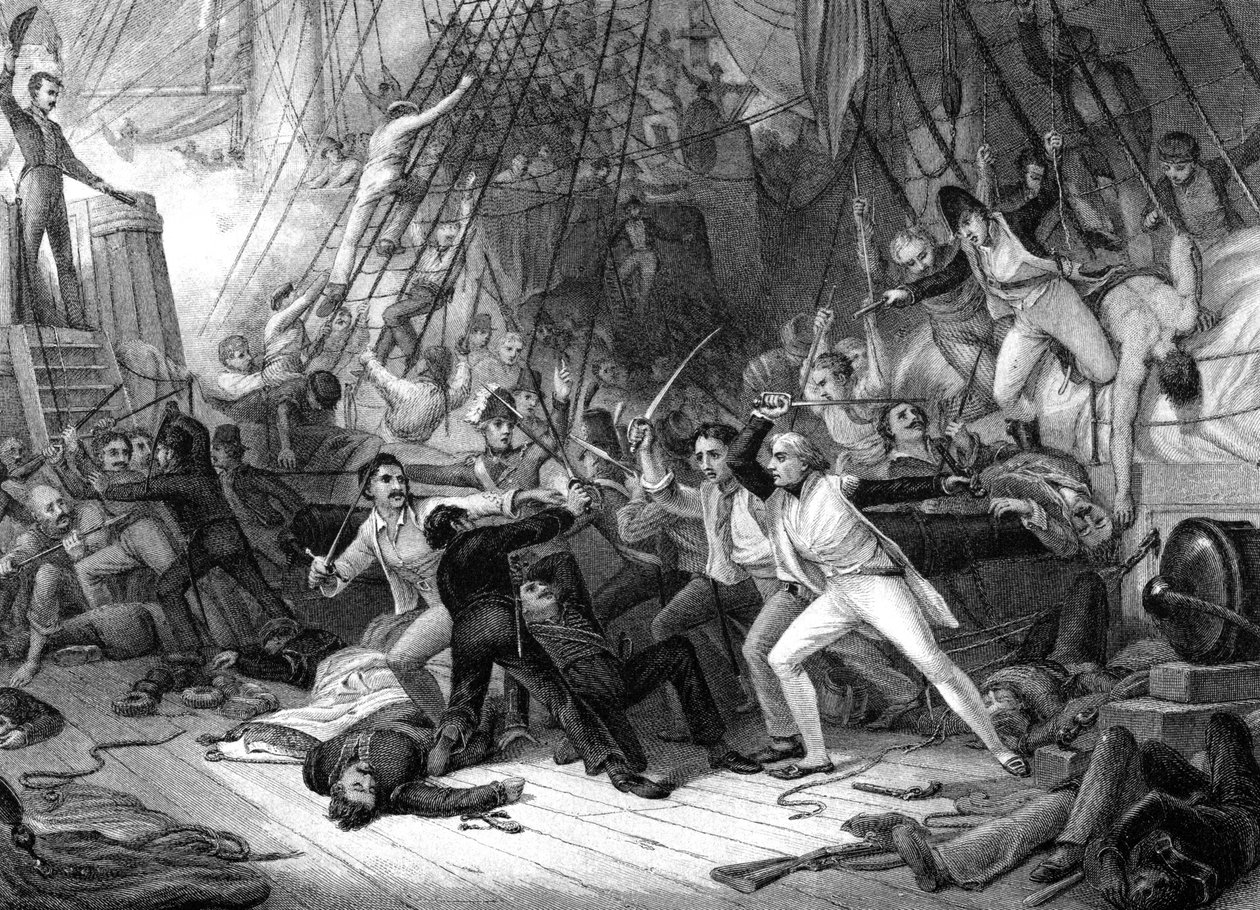 Nelson, San Josef'e binerken, Cape St Vincent Savaşı, 1797. by J. J. Crew