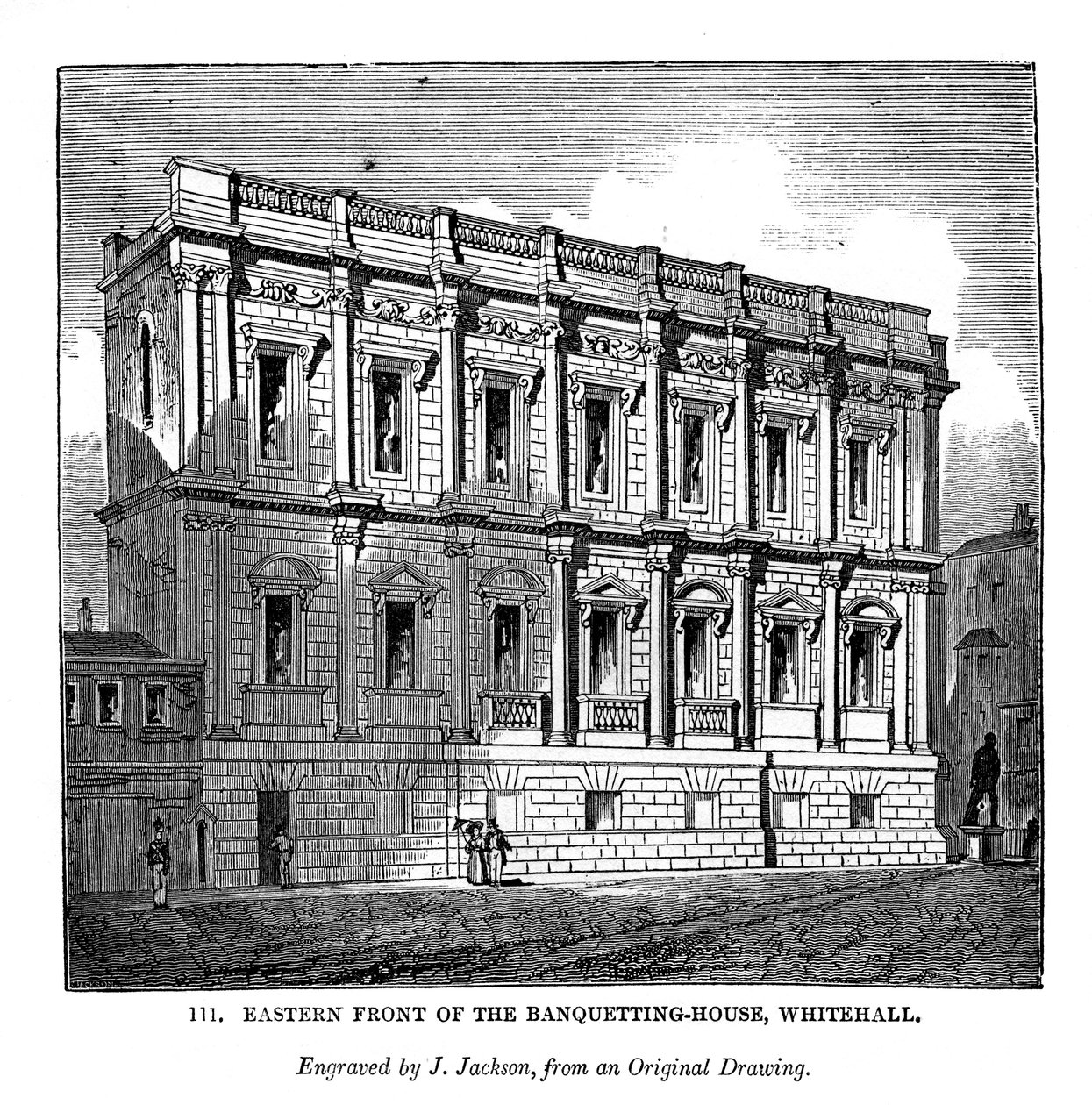 Ziyafet evinin doğu cephesi, Whitehall, 1843 by J. Jackson