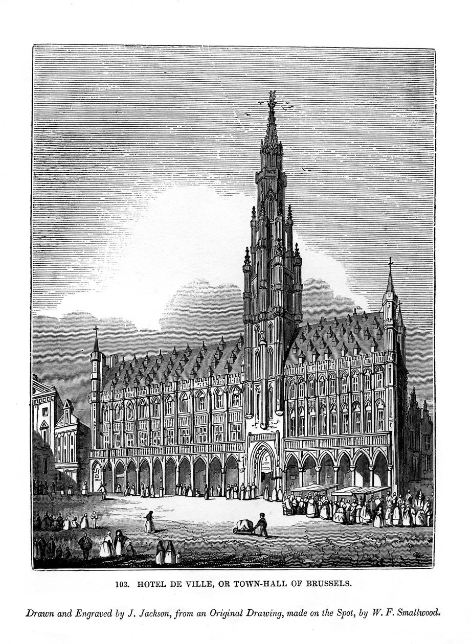 Hotel de Ville veya Brüksel belediye binası, 1843 by J. Jackson