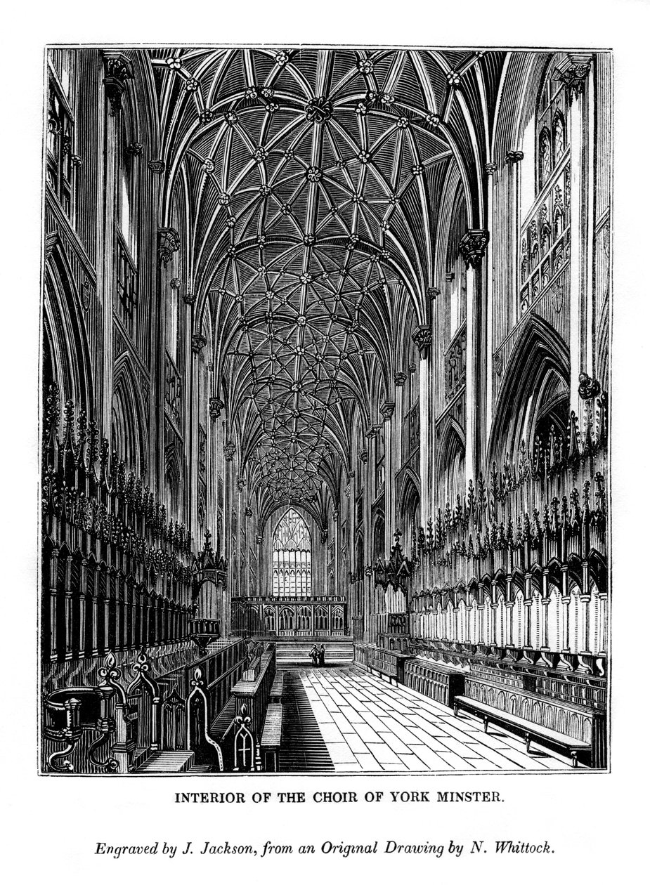 York Minster korosunun içi, c1830-1860 1843 by J. Jackson