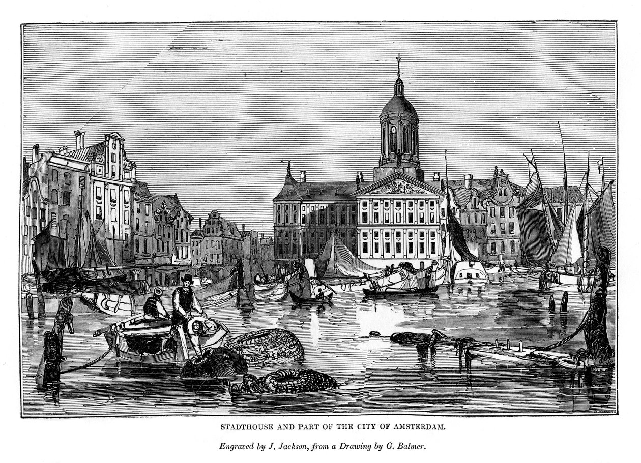 Stadthouse ve Amsterdam şehrinin bir parçası, 1843 by J. Jackson