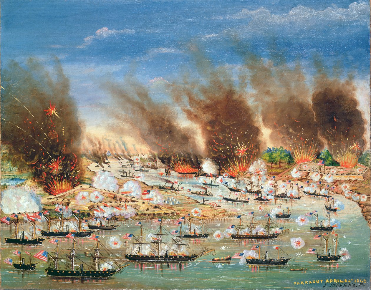 Farraguts filosu Fort Jackson ve Fort St. Philip