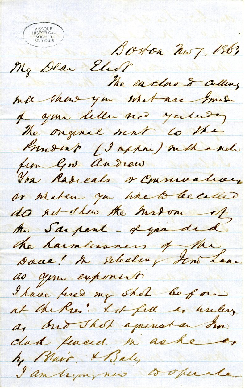 Mektup imzalı J.M.F. [J.M. Forbes], Boston, Eliot