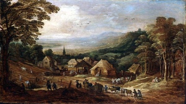 Köylülerle Sonbahar Manzarası by J. and Momper J. de Brueghel