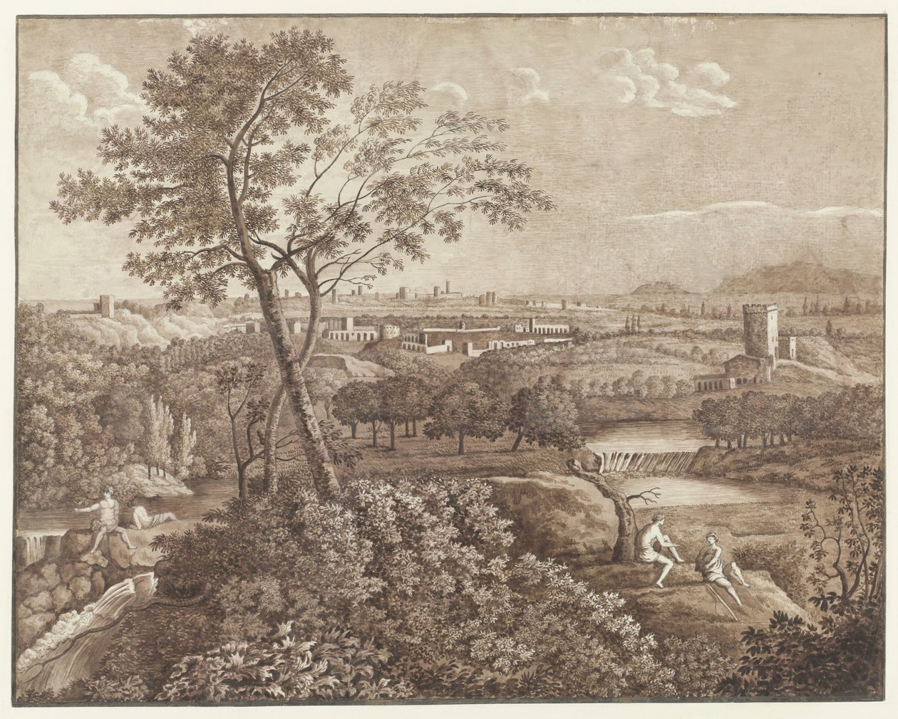 Roma çevresinde İtalyan Manzarası by J. Pallard