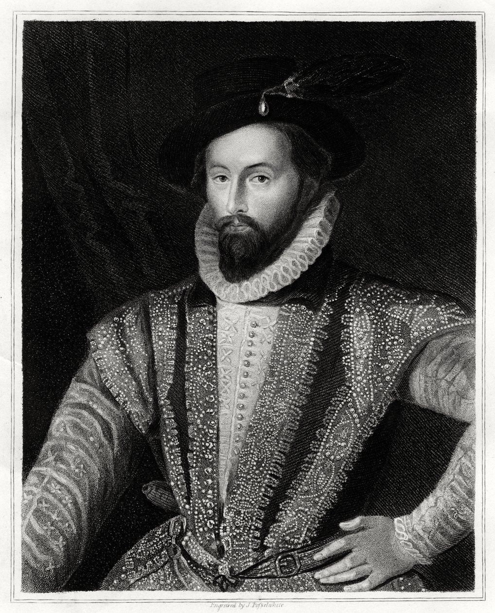 Sir Walter Raleigh, 1860 by J. Posselwhite