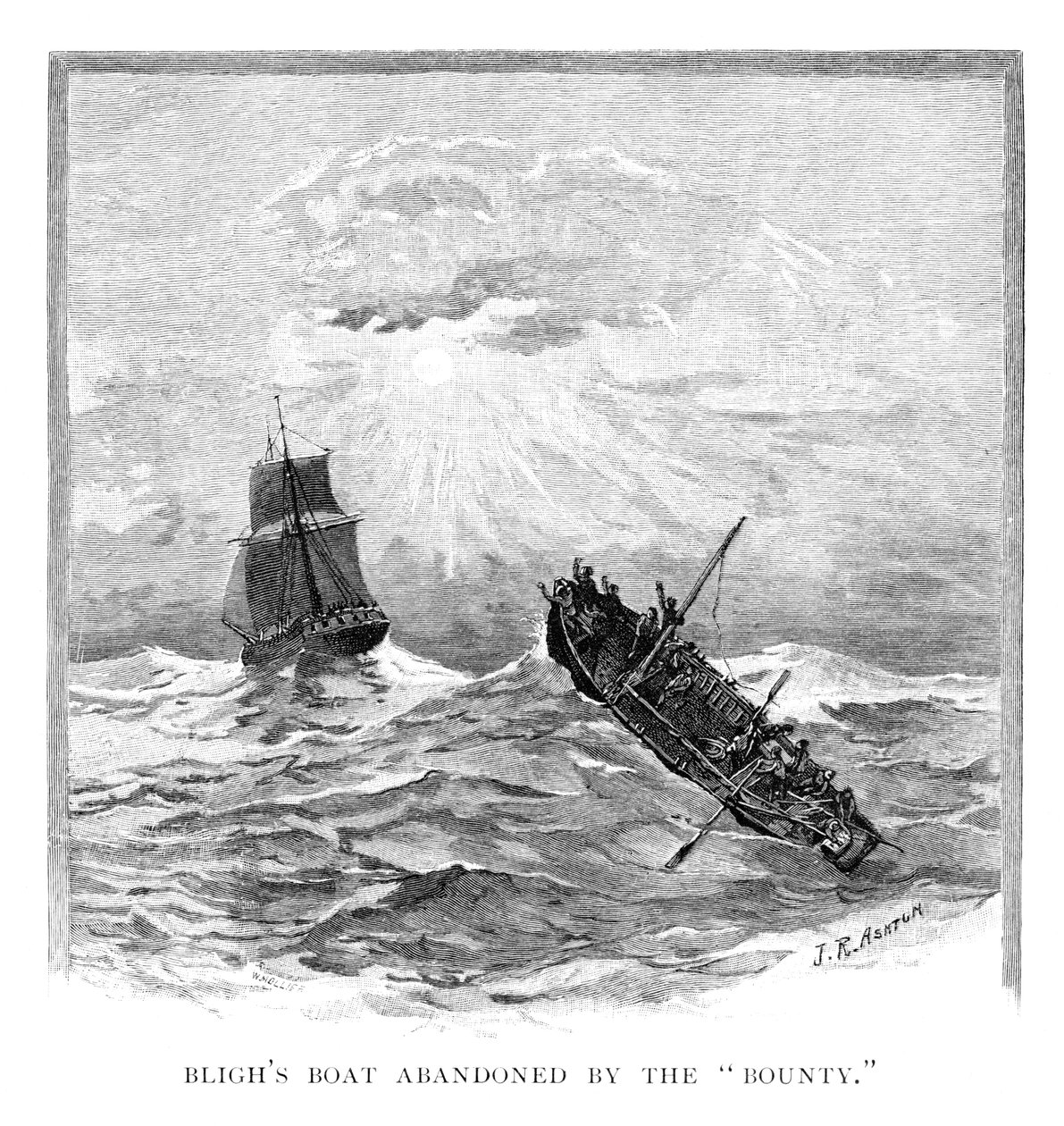 Bounty tarafından terk edilen Kaptan Blighs teknesi, 1789 1886. by J. R. Ashton