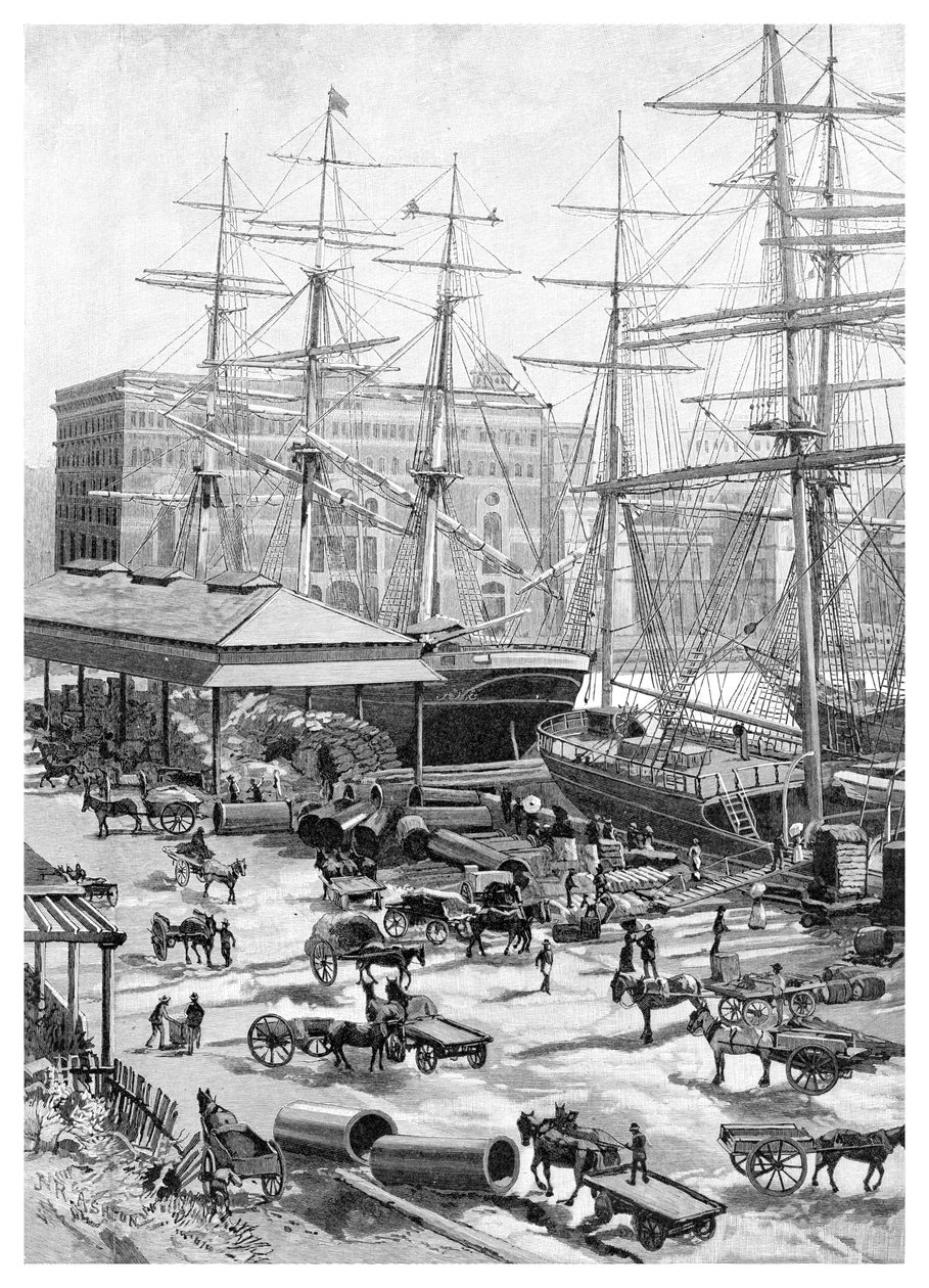 Nakliye, Circular Quay, Sidney, Yeni Güney Galler, Avustralya, 1886. by J. R. Ashton