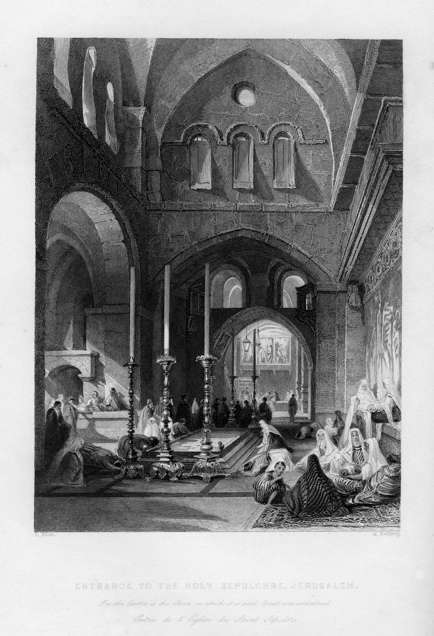Kutsal Kabir girişi, Kudüs, İsrail, 1841. by J. Redaway