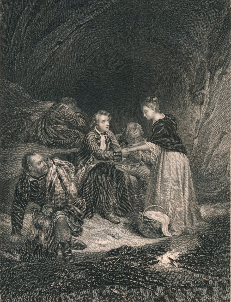 Şa. Edward The Pretender ve Flora Macdonald, 19. yüzyılın ortalarında. by J. Rogers