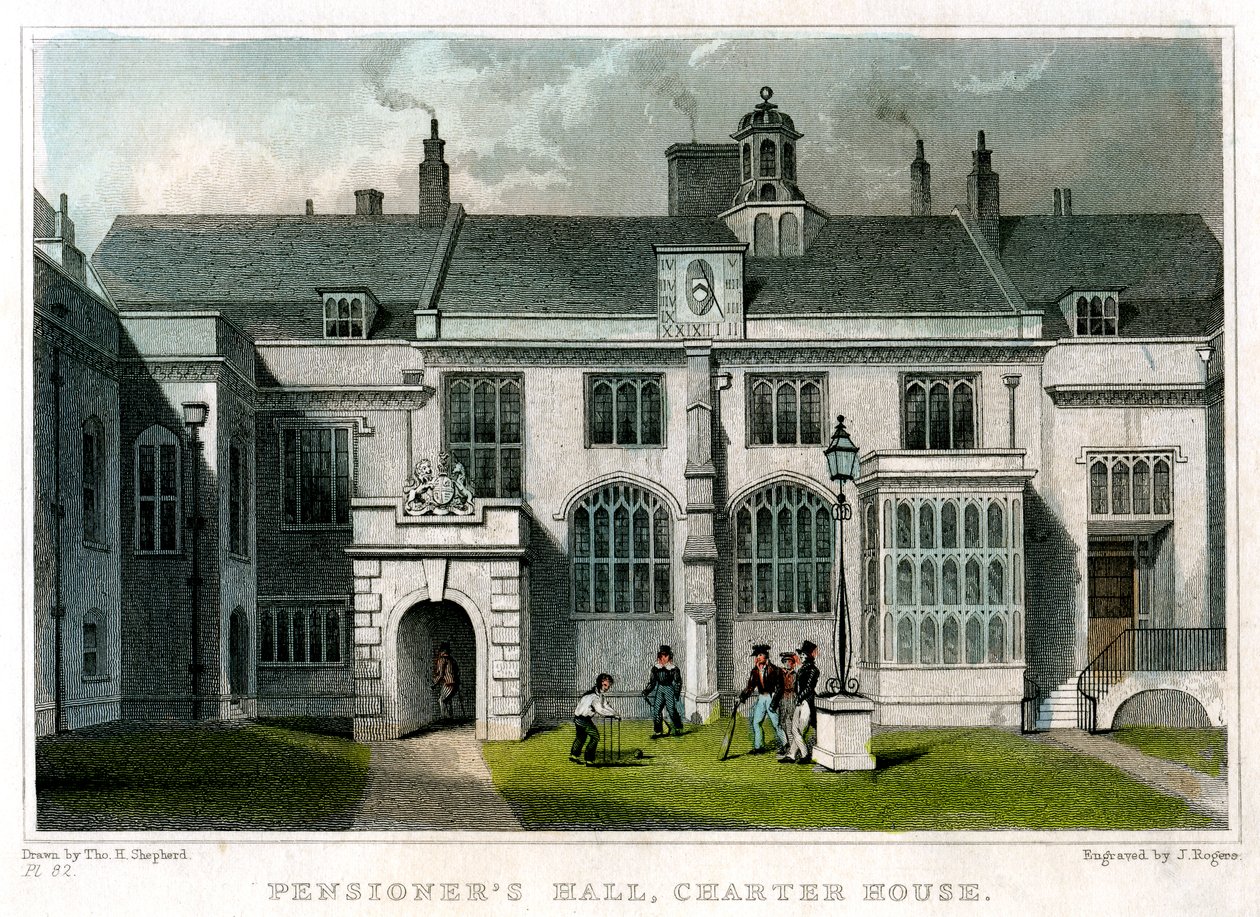 Emekliler Salonu, Charterhouse, Londra, 1830. by J. Rogers