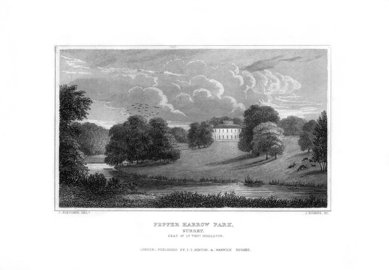 Guildford yakınlarındaki Peper Harow Parkı, Surrey, 1829. by J. Rogers