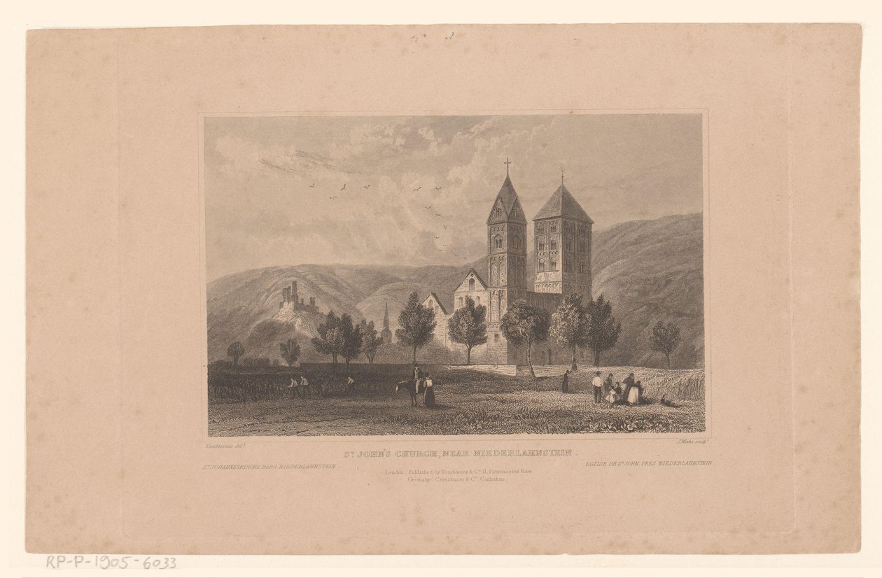 Lahnstein yakınlarındaki Johanniskirche manzarası St. John Kilisesi, Niederlahnstein / St. Johanneskirche Berg Niederlahnstein / Eglise de St. John. Pres Niederlahnstein (nesne üzerindeki başlık) by J. Weeks