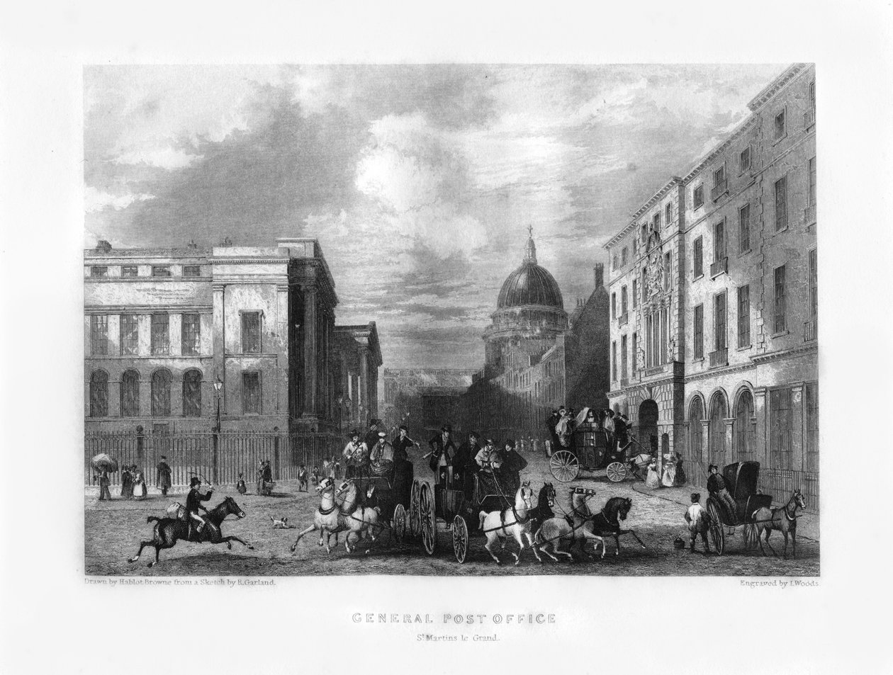 Genel Postane, Londra, 19. yüzyıl. by J. Woods
