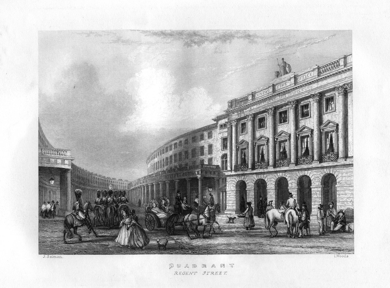 Çeyrek, Regent Street, Londra, 19. yüzyıl. by J. Woods