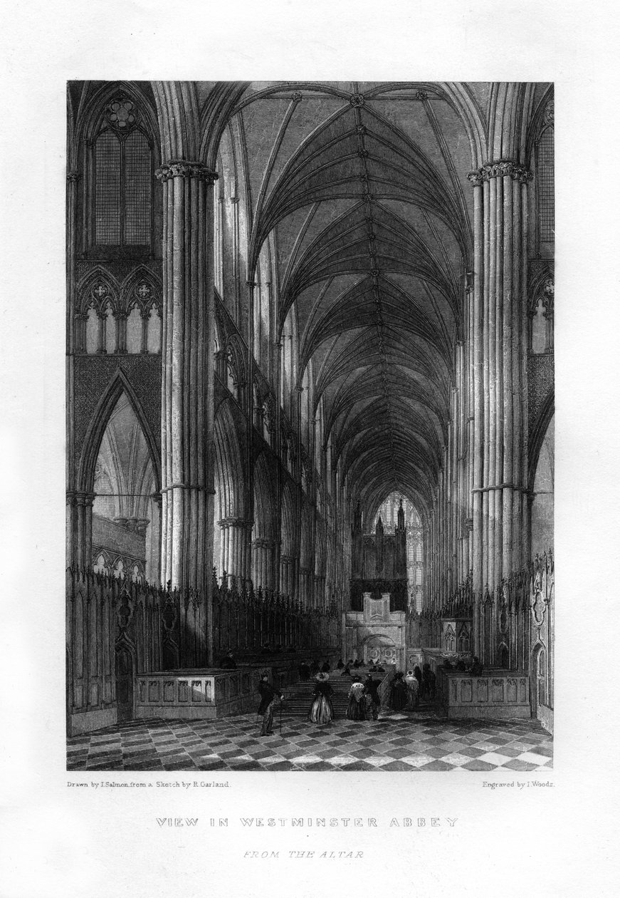 Sunaktan Westminster Abbey, Londra, 19. yüzyıl. by J. Woods