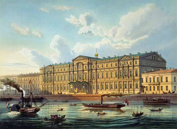 Jacottet ve Bachelier tarafından basılan Grand Duke Mikhail Sarayı ve Saray Dolgusu, Lemercier, Paris, 1850