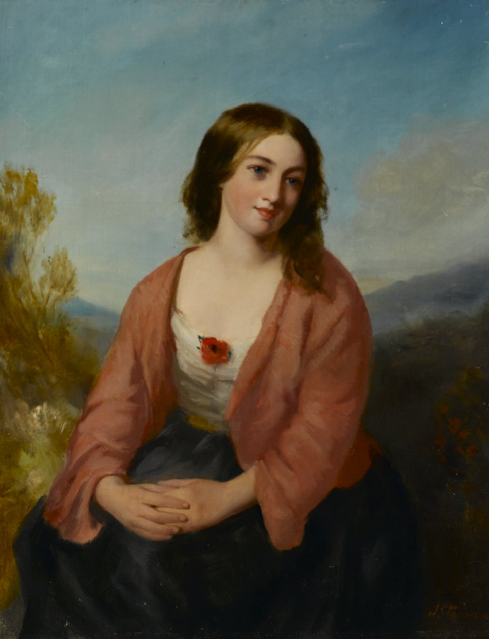 Pembe Elbiseli Genç Kadın, 19. Yüzyılın ortalarında by J. or H. Stannier