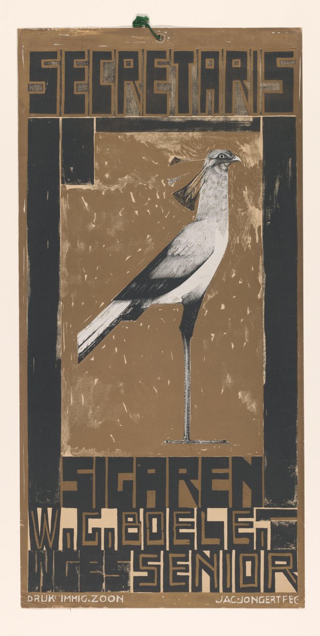 Sekreter Puroları için kuşlu reklam notu Sekreter Puro W.G. Boele WGBS Senior (nesne üzerindeki başlık) by Jac Jongert