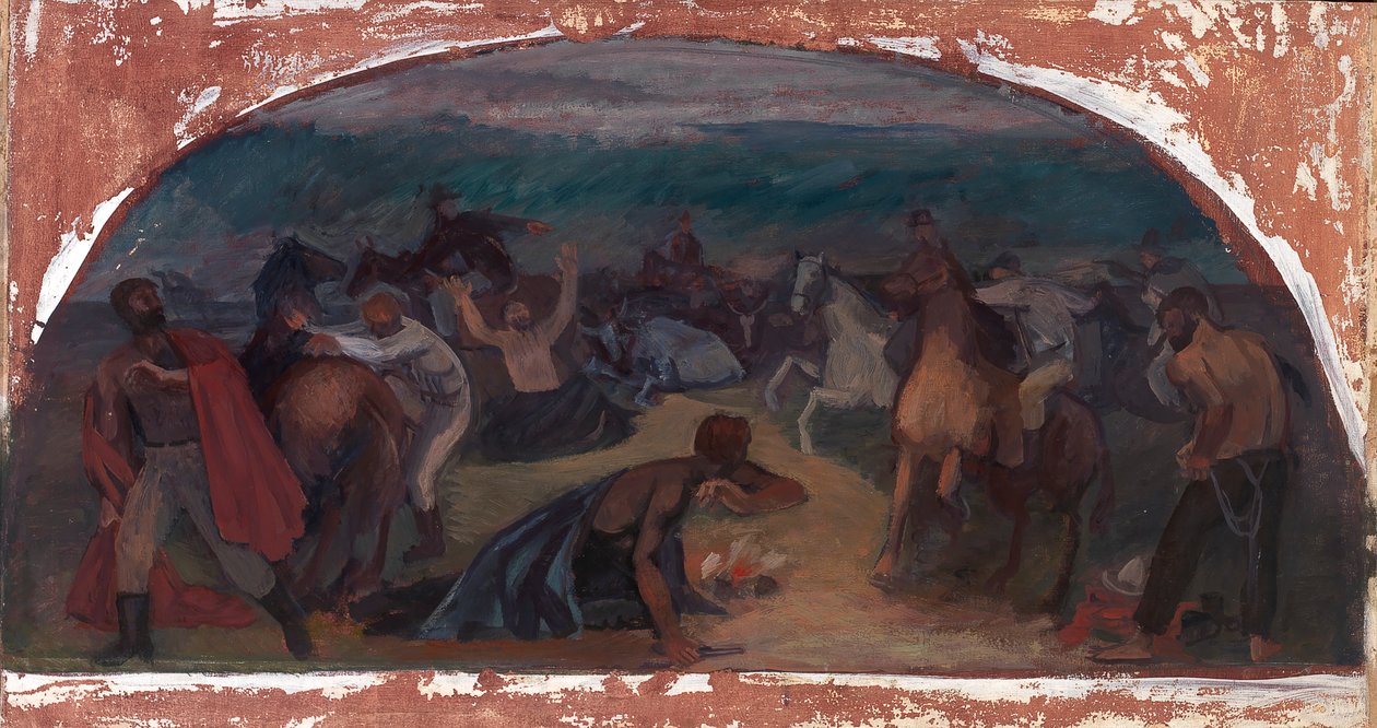 Posse duvar çalışmasına şaşıran Sığır Hırsızları, Burns, Oregon Postanesi, 1941. by Jack Wilkinson