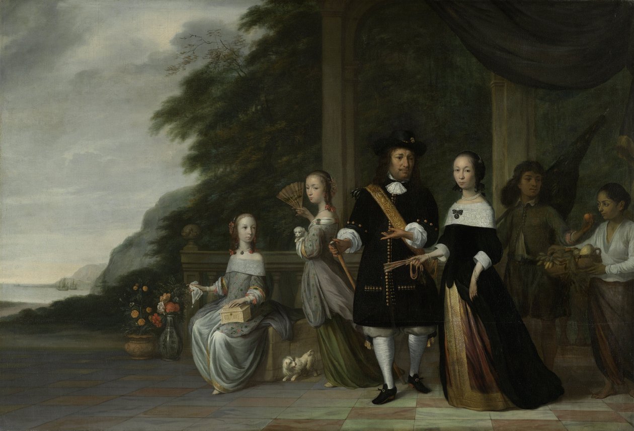 Batavian VOC baş tüccarı Pieter Cnoll ve ailesi, 1665 by Jacob Coeman