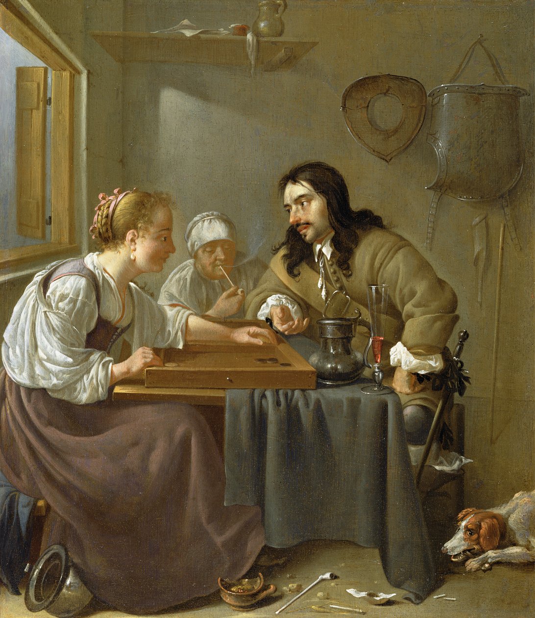 A Couple Playing Backgammon (panel) by Jacob Duck