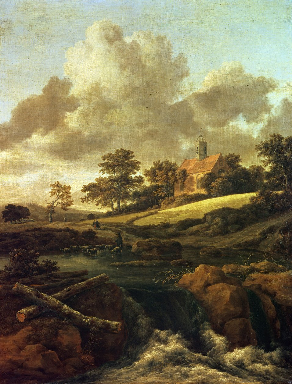 Bir akış ile manzara by Jacob van Ruisdael