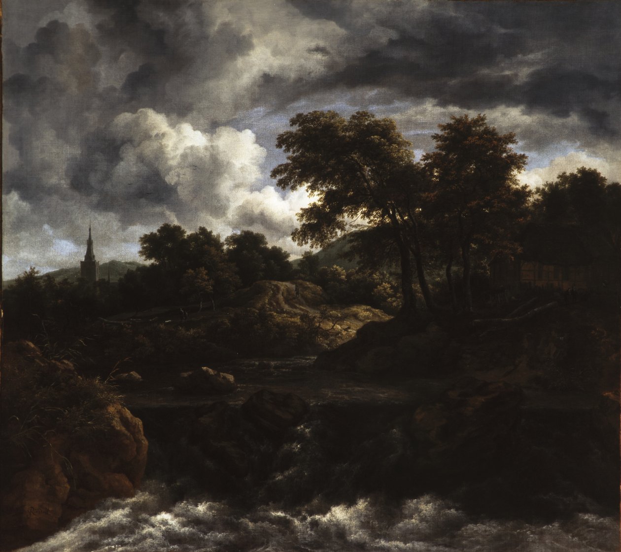 ಜಲಪಾತದೊಂದಿಗೆ ಮರದ ಭೂದೃಶ್ಯ, c.1660 ಟರ್ಕ್ by Jacob van Ruisdael